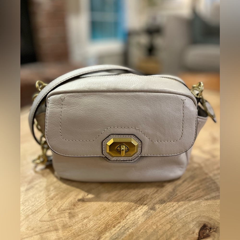 Coach Cream Leather Crossbody Bag with Gold Hardware